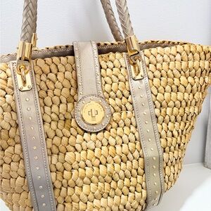 Michael Kors Tan Woven Tote with Gold Details
